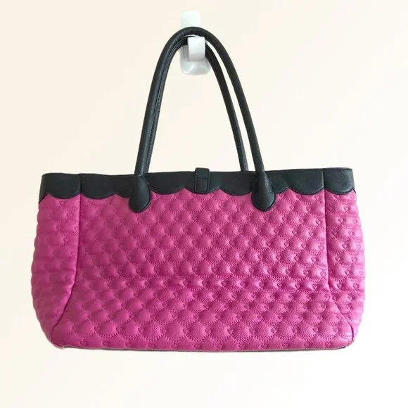 Betsey Johnson Pink Quilted Heart Bow Tote Bag - Picture 11 of 13